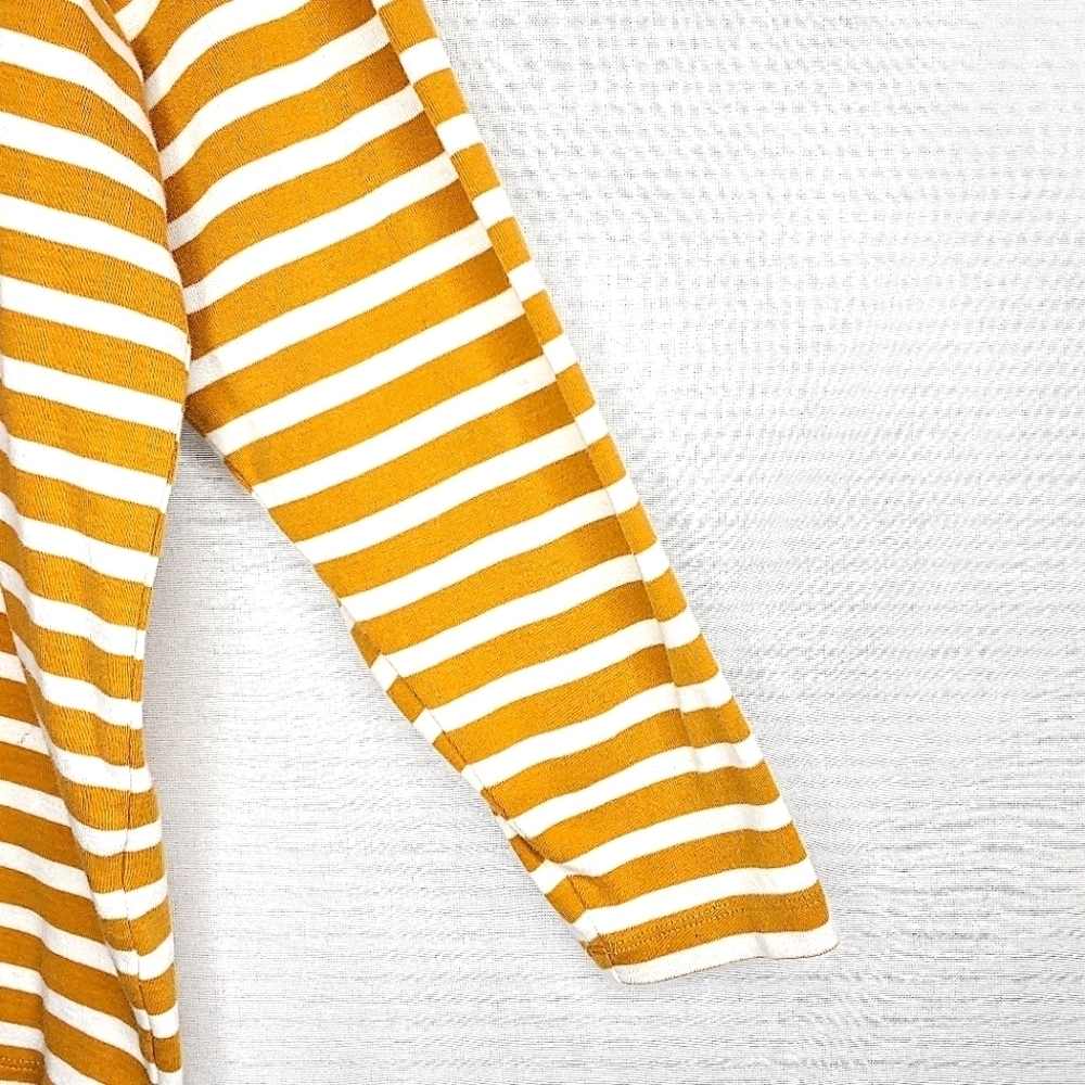 CJ Banks horizontal strip, long sleeved tee. Gold/white 1X - Picture 10 of 13